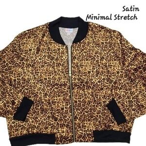 LuLaRoe XL Elegant Satin Leopard Cheetah Animal Print Stevie Bomber Jacket